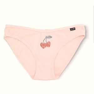 Victoria's Secret PINK Ribbed Rhinestone Cherry Bikini Panty NWT Low Rise